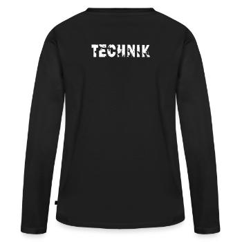 Technik - Frauen Premium Bio Langarmshirt - Schwarz - Hinten - Julia (174cm)