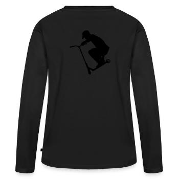 Freestyle-Roller: Deck Grab - Frauen Premium Bio Langarmshirt - Schwarz - Hinten - Julia (174cm)