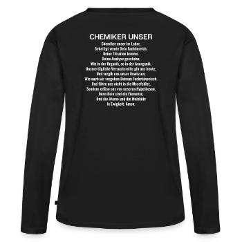 Chimiste Chimiste Chimiste Chimiste Assistant Cadeau - T-shirt manches longues Premium bio Femme - noir - Dos - Julia (174cm)