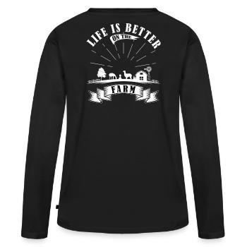 Alpaca Lama Farm Life is better on the Farm - Women's Premium Organic Long Sleeve Shirt - black - Back - Julia (174cm)