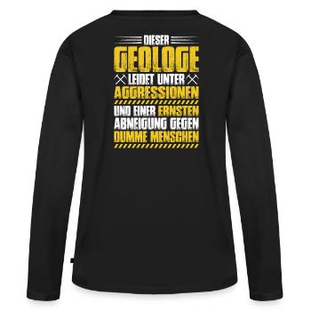 Geologie Geologe Geologist Geology Geologin - Frauen Premium Bio Langarmshirt - Schwarz - Hinten - Julia (174cm)