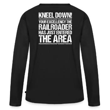 Cheminot Conducteur de train Cheminot - T-shirt manches longues Premium bio Femme - noir - Dos - Julia (174cm)