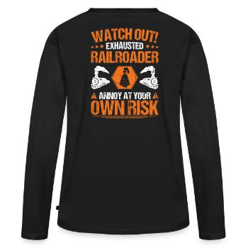 Eisenbahner Triebfahrzeugführer Railroader - Frauen Premium Bio Langarmshirt - Schwarz - Hinten - Julia (174cm)