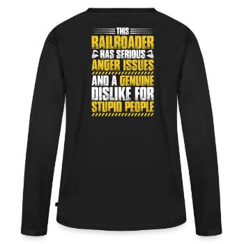 Eisenbahner Triebfahrzeugführer Railroader - Frauen Premium Bio Langarmshirt - Schwarz - Hinten - Julia (174cm)