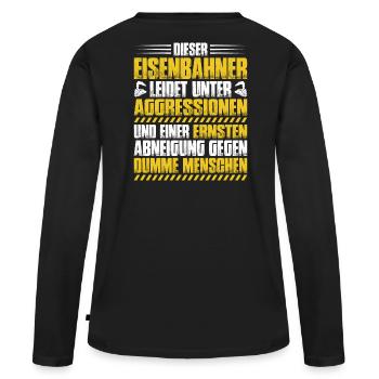 Eisenbahner Triebfahrzeugführer Railroader - Frauen Premium Bio Langarmshirt - Schwarz - Hinten - Julia (174cm)