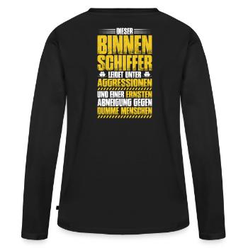Binnenschiffer Binnenschifffahrt Binnenschiff - Frauen Premium Bio Langarmshirt - Schwarz - Hinten - Julia (174cm)