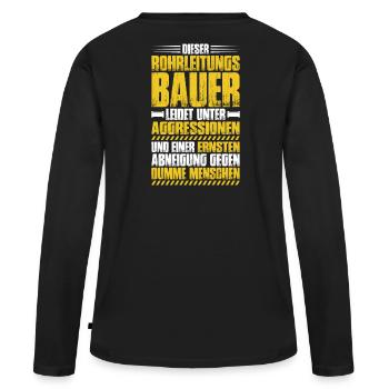 Rohrleitungsbauer Rohrleitungsbau Pipelayer - Frauen Premium Bio Langarmshirt - Schwarz - Hinten - Julia (174cm)