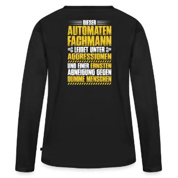 Automatenfachmann Automatenfachfrau Automaten - Frauen Premium Bio Langarmshirt - Schwarz - Hinten - Julia (174cm)