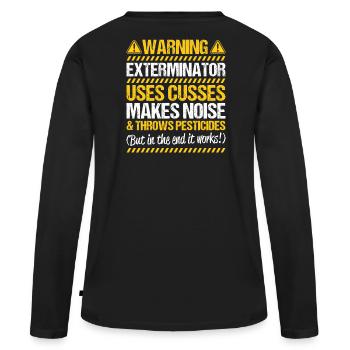 Schädlingsbekämpfer Kammerjäger Exterminator - Frauen Premium Bio Langarmshirt - Schwarz - Hinten - Julia (174cm)