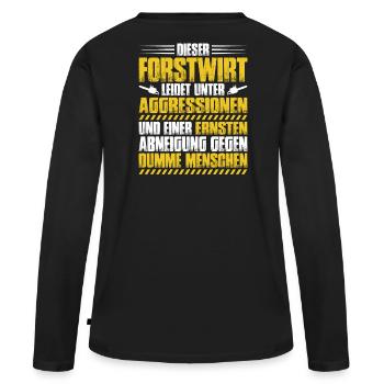 Forstwirt Forstwirtschaft Waldfacharbeiter Wald - Frauen Premium Bio Langarmshirt - Schwarz - Hinten - Julia (174cm)