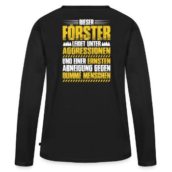 Förster Forstwirtschaft Forester Waldarbeiter Wald - Frauen Premium Bio Langarmshirt - Schwarz - Hinten - Julia (174cm)