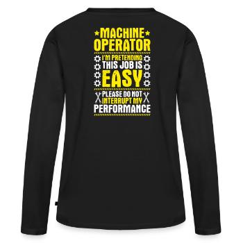 Opérateur de machine et d’installation Opérateur de machine - T-shirt manches longues Premium bio Femme - noir - Dos - Julia (174cm)