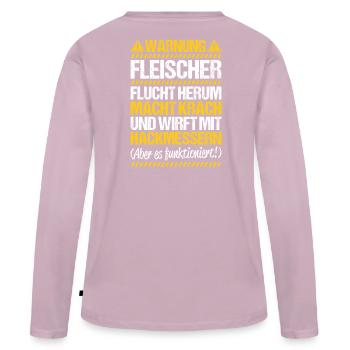 Fleischer Metzger Fleischerei Metzgerei Butcher - Frauen Premium Bio Langarmshirt - Altrosa - Hinten - Julia (174cm)