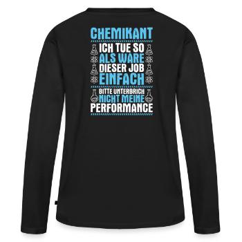 Chemikant Chemikantin chimie industrie chimique - T-shirt manches longues Premium bio Femme - noir - Dos - Julia (174cm)