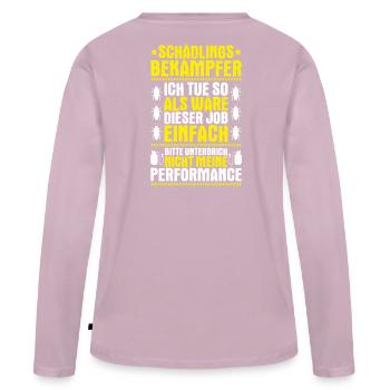 Schädlingsbekämpfer Kammerjäger Exterminator - Frauen Premium Bio Langarmshirt - Altrosa - Hinten - Julia (174cm)