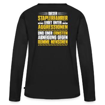 Staplerfahrer Gabelstaplerfahrer Forklift Operator - Frauen Premium Bio Langarmshirt - Schwarz - Hinten - Julia (174cm)