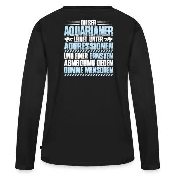 Aquaristik Aquarianer Aquarium Fische Aquarist - Frauen Premium Bio Langarmshirt - Schwarz - Hinten - Julia (174cm)