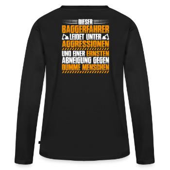 Baggerfahrer Baggerführer Heavy Equipment Operator - Frauen Premium Bio Langarmshirt - Schwarz - Hinten - Julia (174cm)