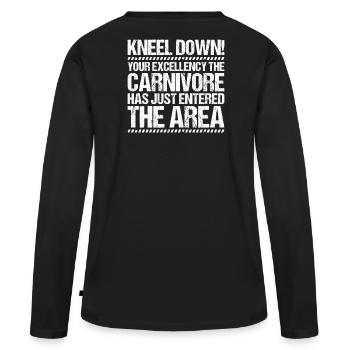 Carnivore Diät Carnivore Ernährung Carnivore Diet - T-shirt manches longues Premium bio Femme - noir - Dos - Julia (174cm)