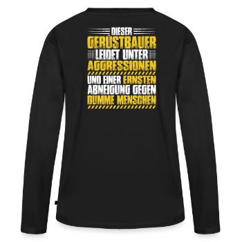 Gerüstbauer Gerüstbau Gerüstmonteur Scaffolder - Frauen Premium Bio Langarmshirt - Schwarz - Hinten - Julia (174cm)