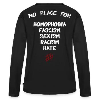 Pas de place pour le fascisme haine Homophobie sexisme racisme - T-shirt manches longues Premium bio Femme - noir - Dos - Julia (174cm)