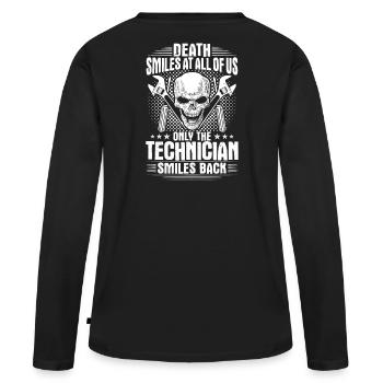 Technicien en bâtiment Technicien en services du bâtiment Technicien en bâtiment - T-shirt manches longues Premium bio Femme - noir - Dos - Julia (174cm)