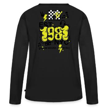 MTV Est. 1981 NYC Logo Impression Du Dos - T-shirt manches longues Premium bio Femme - noir - Dos - Julia (174cm)