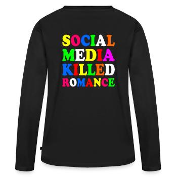 social media killed romance - Frauen Premium Bio Langarmshirt - Schwarz - Hinten - Julia (174cm)