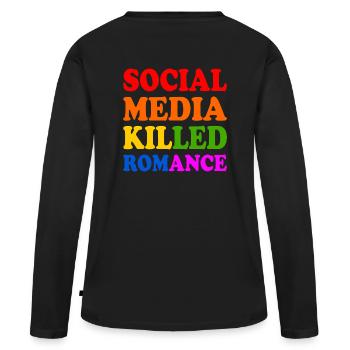 Les médias sociaux ont tué la romance - T-shirt manches longues Premium bio Femme - noir - Dos - Julia (174cm)