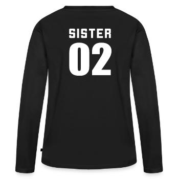 Sister 01 Sister 02 Sister 03 BFF Freundschafts - Frauen Premium Bio Langarmshirt - Schwarz - Hinten - Julia (174cm)