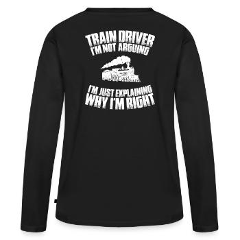 Train driver Locomotive driver Locomotive driver - Women's Premium Organic Long Sleeve Shirt - black - Back - Julia (174cm)