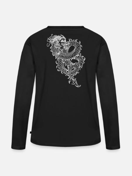 Chinesischer Drache Long - Frauen Premium Bio Langarmshirt - Schwarz