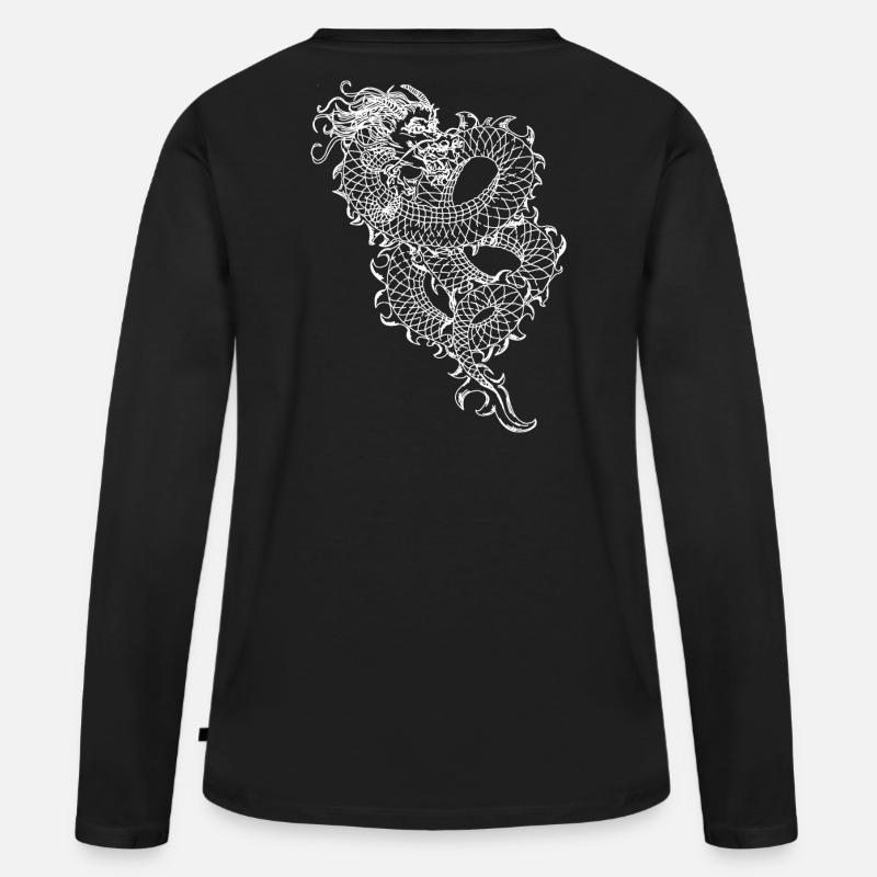 Chinesischer Drache Long - Frauen Premium Bio Langarmshirt - Schwarz