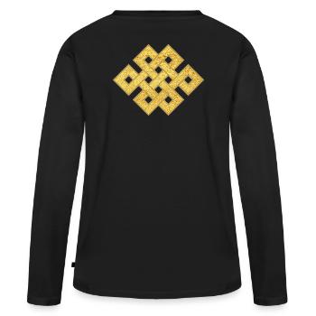 Nœud sans fin Symbole Connexion Protection Bouddhiste - T-shirt manches longues Premium bio Femme - noir - Dos - Julia (174cm)