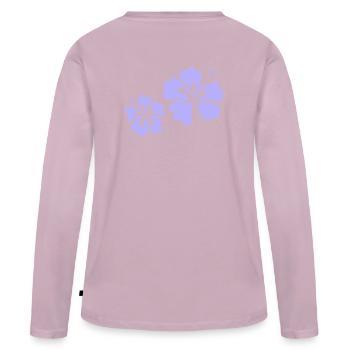Lila Hibiskus - Frauen Premium Bio Langarmshirt - Altrosa - Hinten - Julia (174cm)