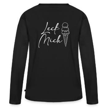 Leck mich Eis - Frauen Premium Bio Langarmshirt - Schwarz - Hinten - Julia (174cm)
