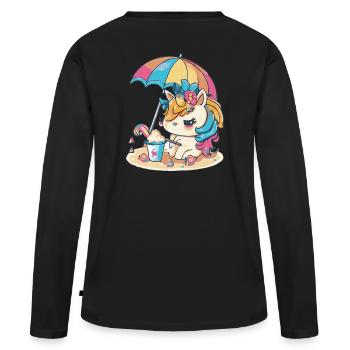 Arc-en-ciel d’été - Un jeu de couleurs - T-shirt manches longues Premium bio Femme - noir - Dos - Julia (174cm)