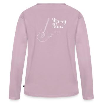 mamy blues guitare et musique blanc - T-shirt manches longues Premium bio Femme - rose poudré - Dos - Julia (174cm)