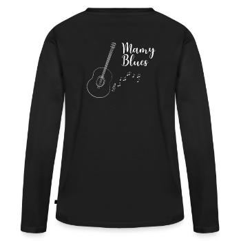 mamy blues guitare et musique blanc - T-shirt manches longues Premium bio Femme - noir - Dos - Julia (174cm)