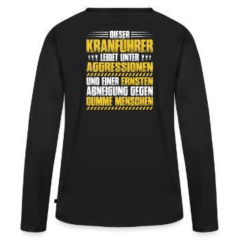 Kranführer Kranfahrer Kran Crane Operator Geschenk - Frauen Premium Bio Langarmshirt - Schwarz - Hinten - Julia (174cm)