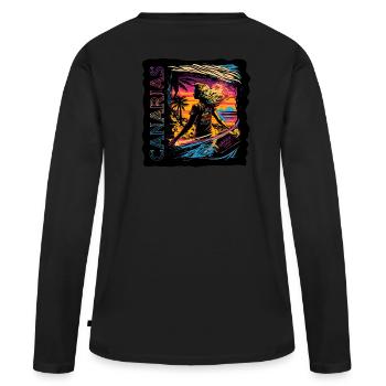 ÎLES CANARIES ANIMÉES - T-shirt manches longues Premium bio Femme - noir - Dos - Julia (174cm)