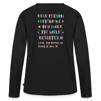 Répandez la gentillesse derrière vous - T-shirt manches longues Premium bio Femme - noir - Dos - Julia (174cm)