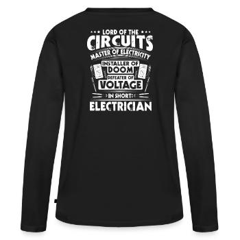 Électricien électricien électricien électricien - T-shirt manches longues Premium bio Femme - noir - Dos - Julia (174cm)