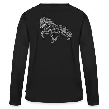 Tölter Hell - Frauen Premium Bio Langarmshirt - Schwarz - Hinten - Julia (174cm)