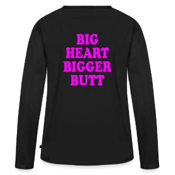 big heart bigger butt - T-shirt manches longues Premium bio Femme - noir - Dos - Julia (174cm)