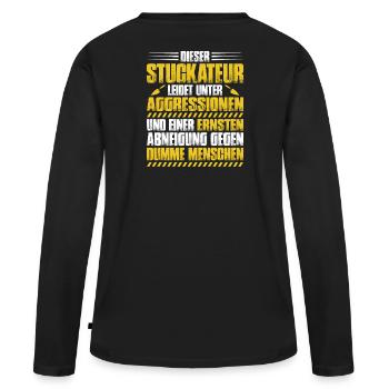 Stuckateur Gipser Stukkateur Verputzer Geschenk - Frauen Premium Bio Langarmshirt - Schwarz - Hinten - Julia (174cm)