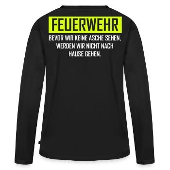 Idée cadeau cendres pompiers volontaires - T-shirt manches longues Premium bio Femme - noir - Dos - Julia (174cm)
