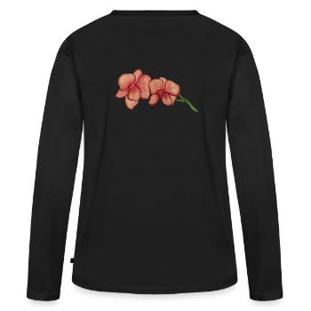 Orchidée rose - T-shirt manches longues Premium bio Femme - noir - Dos - Julia (174cm)