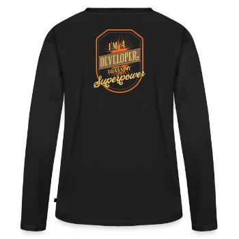 developer - Women's Premium Organic Long Sleeve Shirt - black - Back - Julia (174cm)