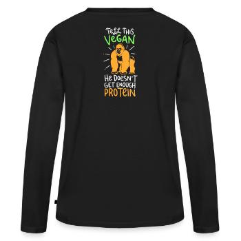 Vegan - Tell This Vegan - Frauen Premium Bio Langarmshirt - Schwarz - Hinten - Julia (174cm)